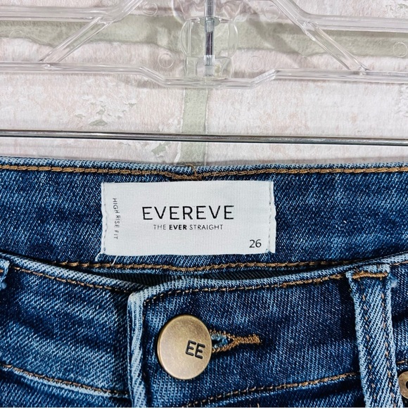 Evereve The Ever Straight High Rise Raw Hem Button Fly Jeans Size 26 - Picture 7 of 9